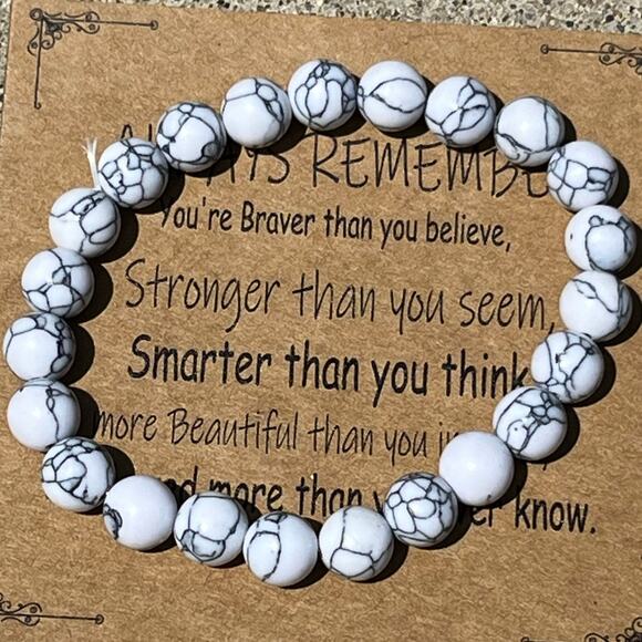 Stone Bracelet New Always Remember Positive Affirmation Stretches Gift Present - Picture 1 of 2